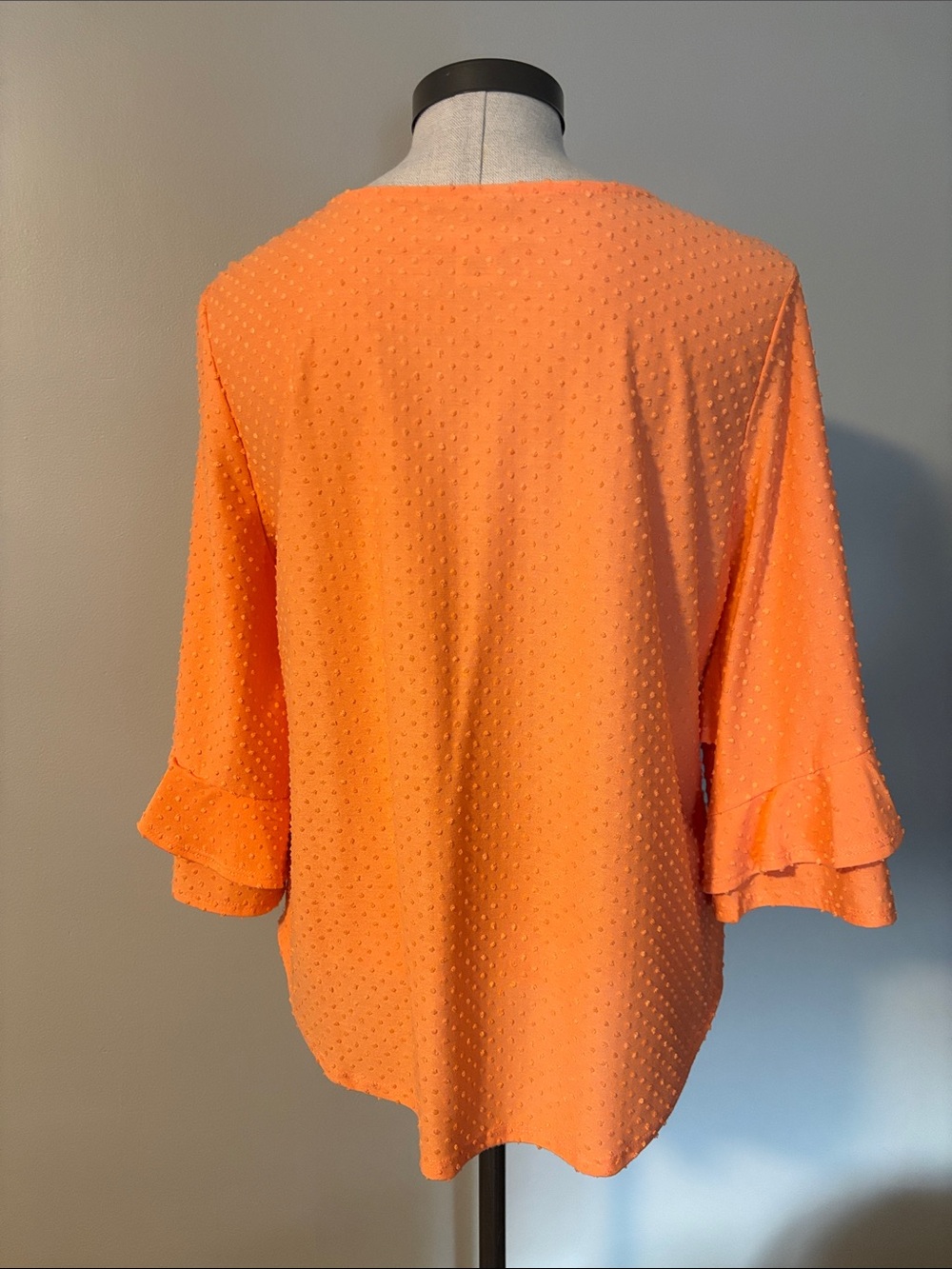 Ruby Rd. Light sherbet Orange Textured Ruffle-Sleeve Tunic - Picture 2 of 3